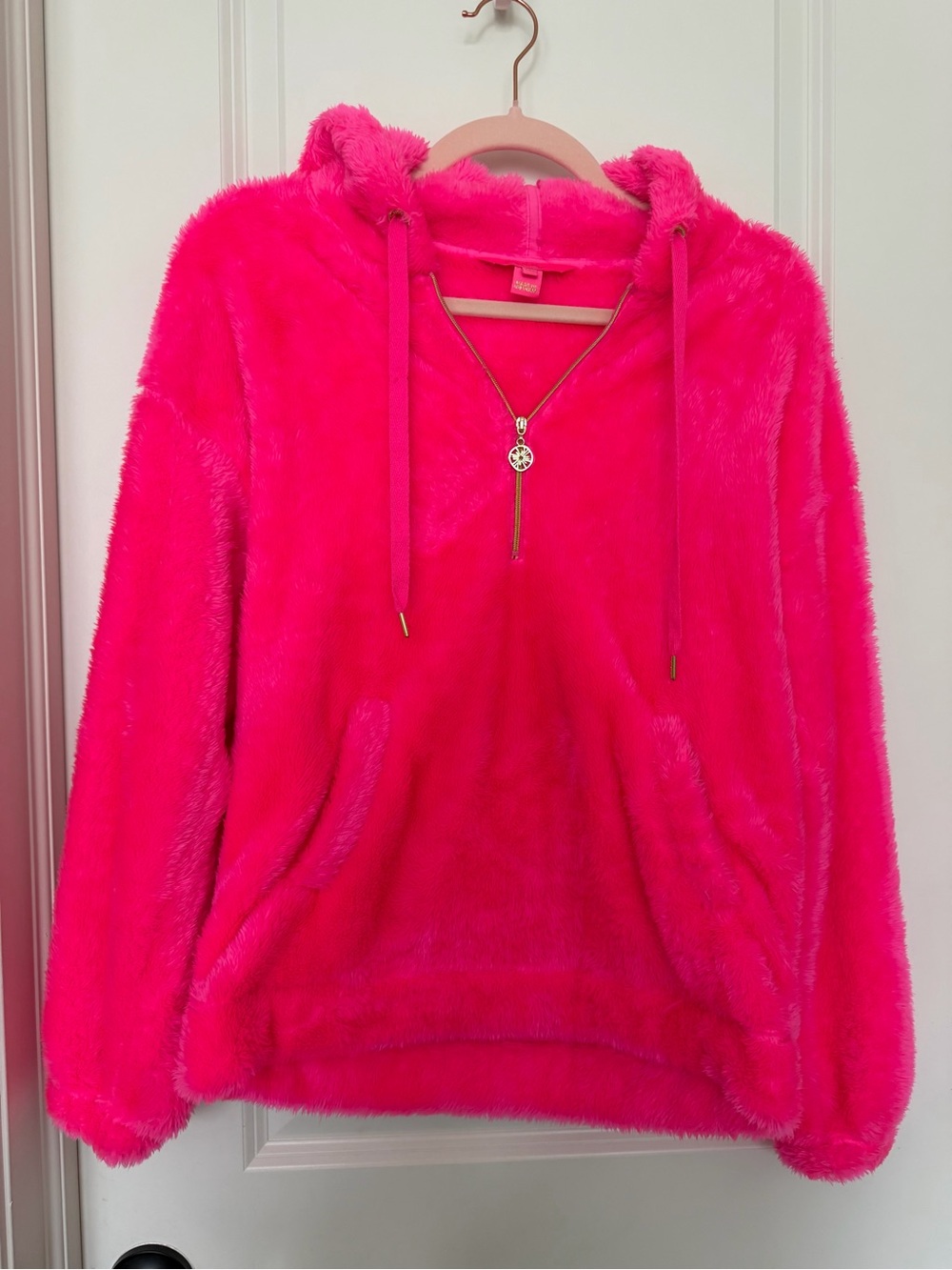 Lilly Pulitzer Plush Hooded Pullover - Hot Pink
